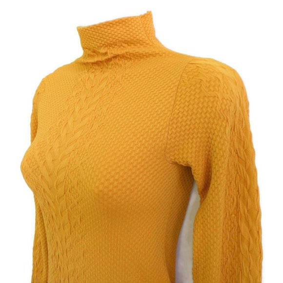 F & F Sweater Knit Gold Turtleneck Stretch M - Picture 2 of 7